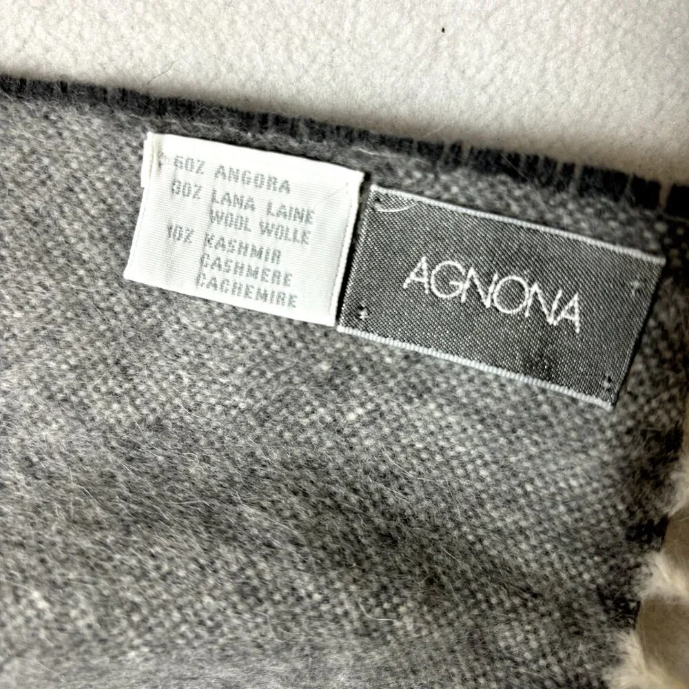 Agnona $650 NWOT Angora Wool Cashmere Scarf Shawl‎ w/ Fringe 11.5